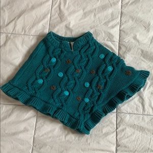 Teal Knitted Cape/Shawl in 18-24 months